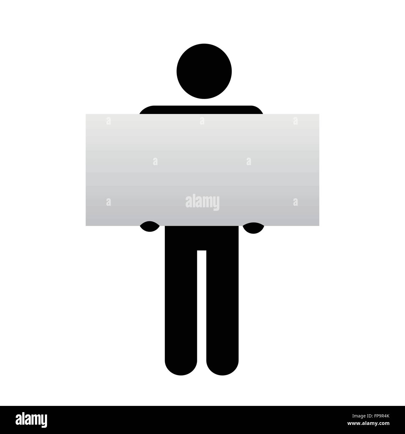 Figure Holding Blank Sign Stock Vector