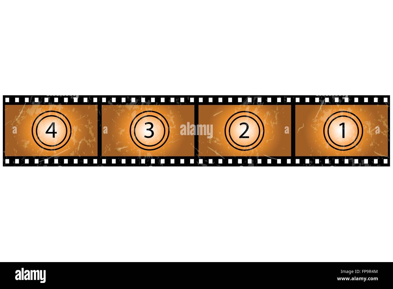 Image of an scratched,grungy film reel on a white background. Stock Vector