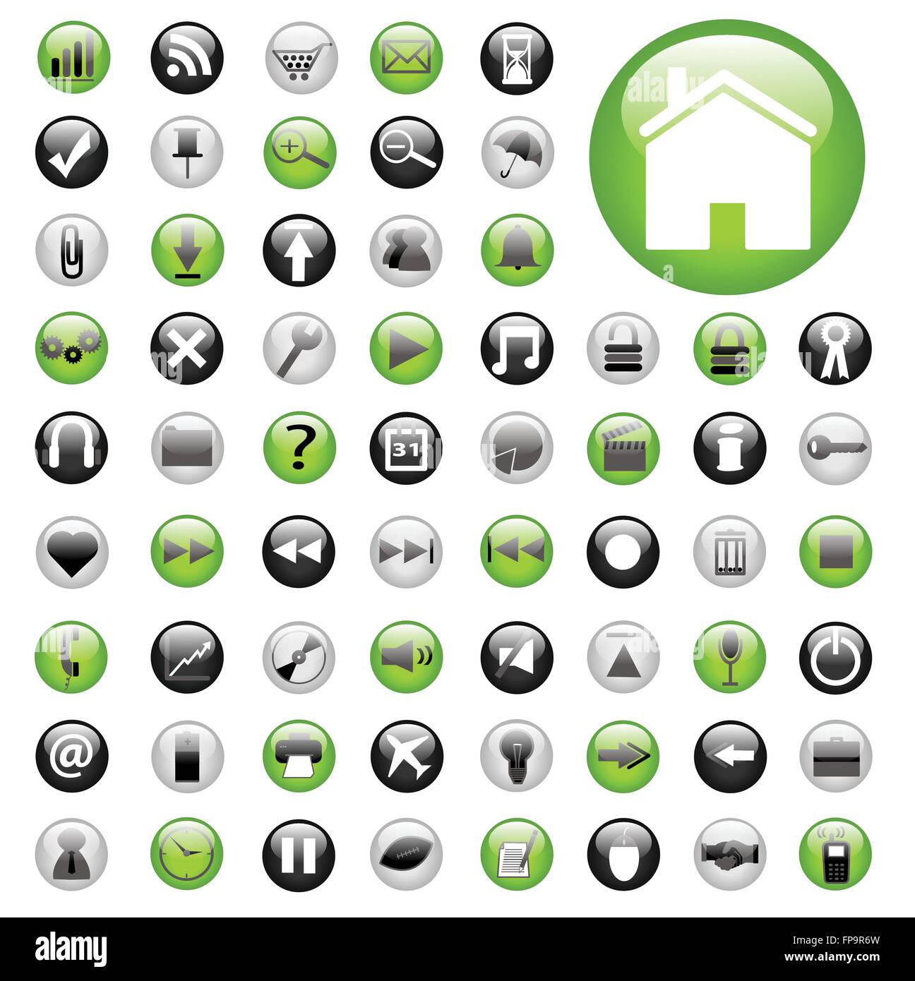Green and Black Web Buttons Stock Vector