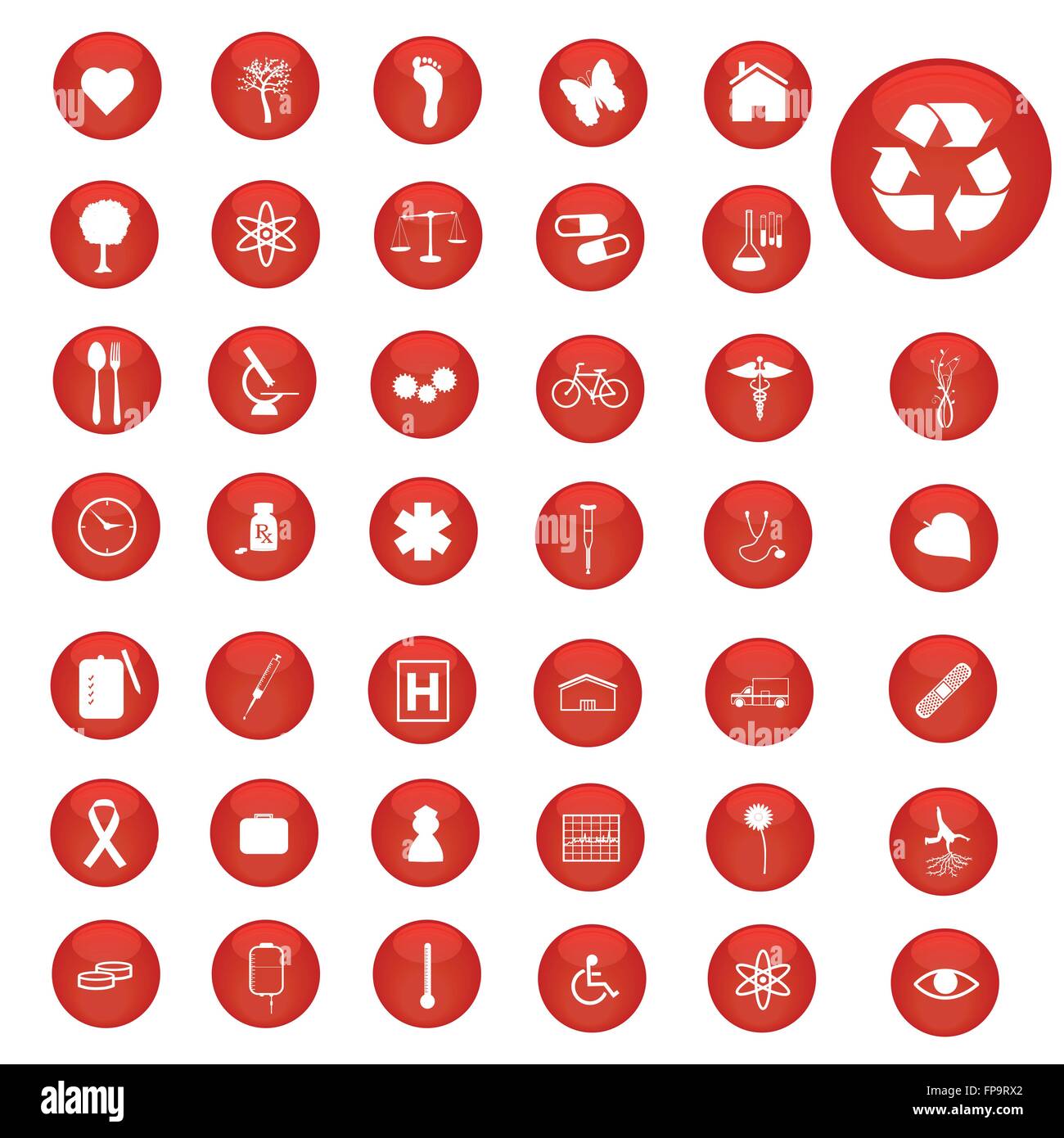 Image of various icons on colorful red buttons Stock Vector Image & Art