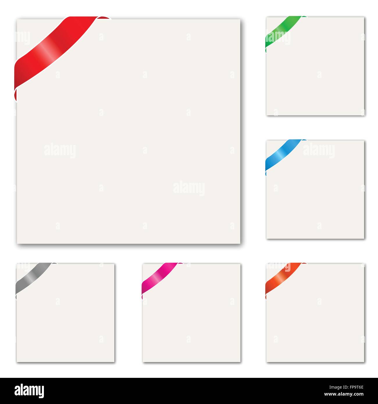 Notes With Ribbon Image of various blank paper notes with colorful ribbons Stock Vector ...
