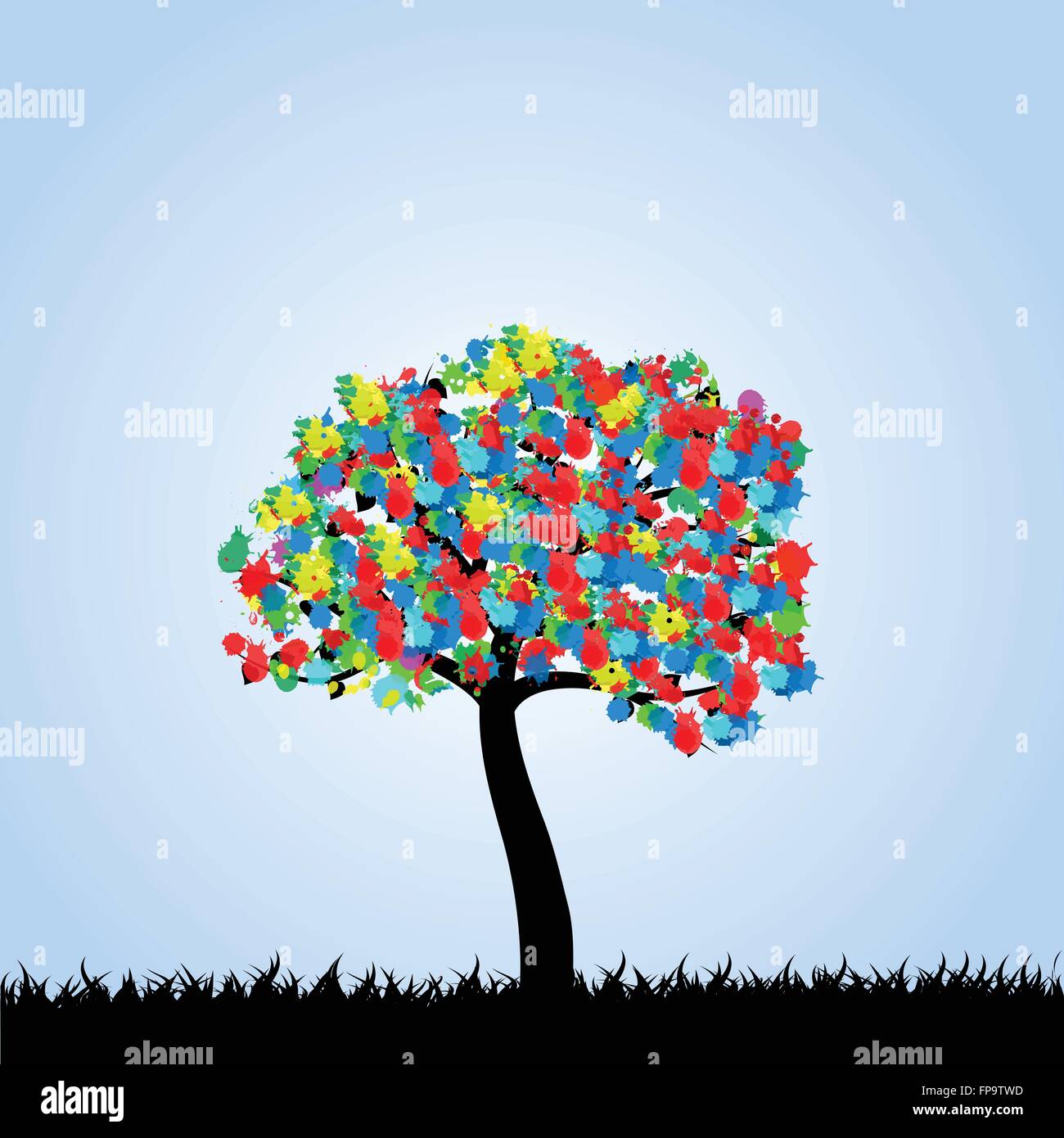 Colorful Inkblot Tree Illustration Stock Vector Image & Art - Alamy