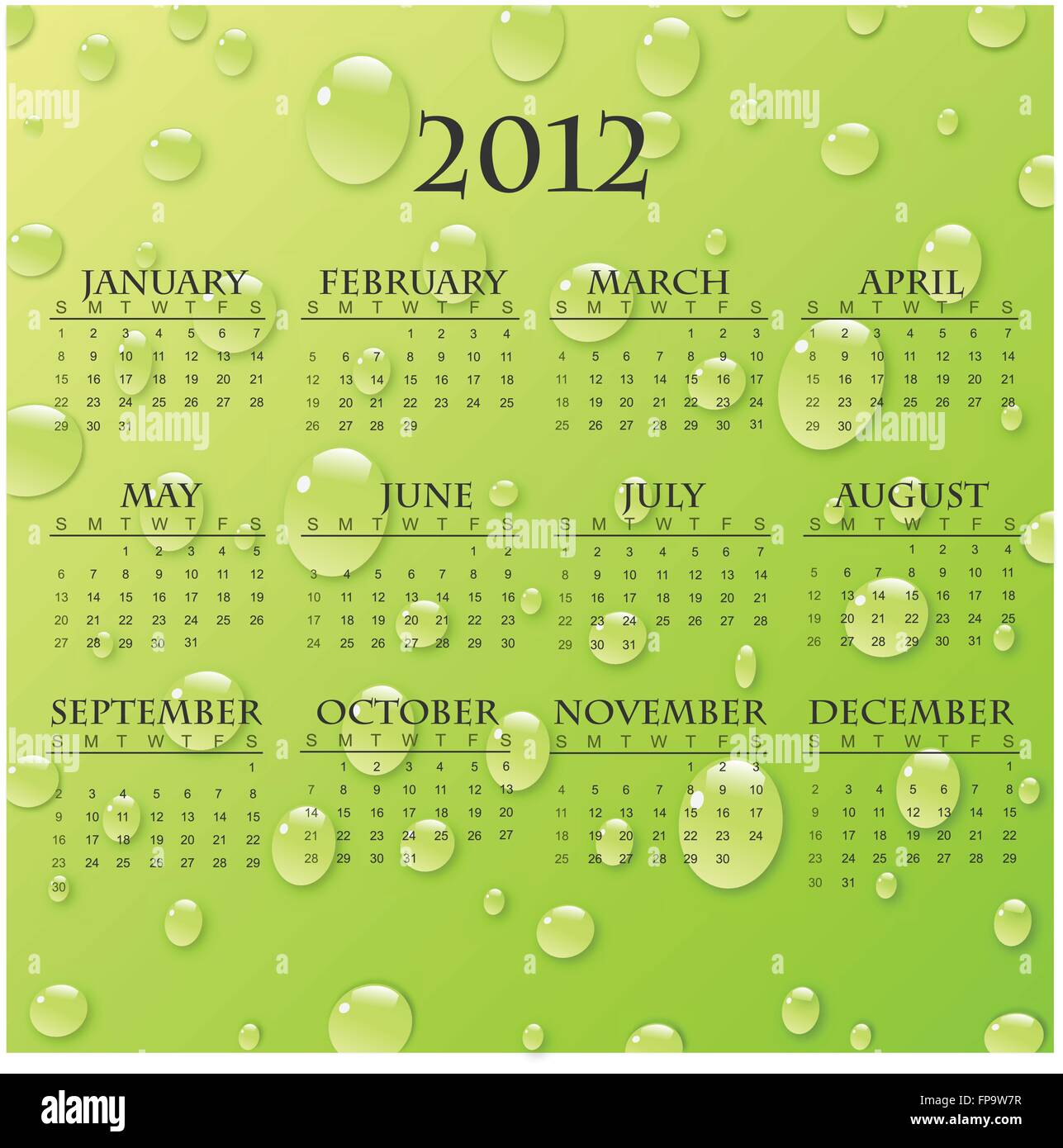 Calendar 2012 june august hi-res stock photography and