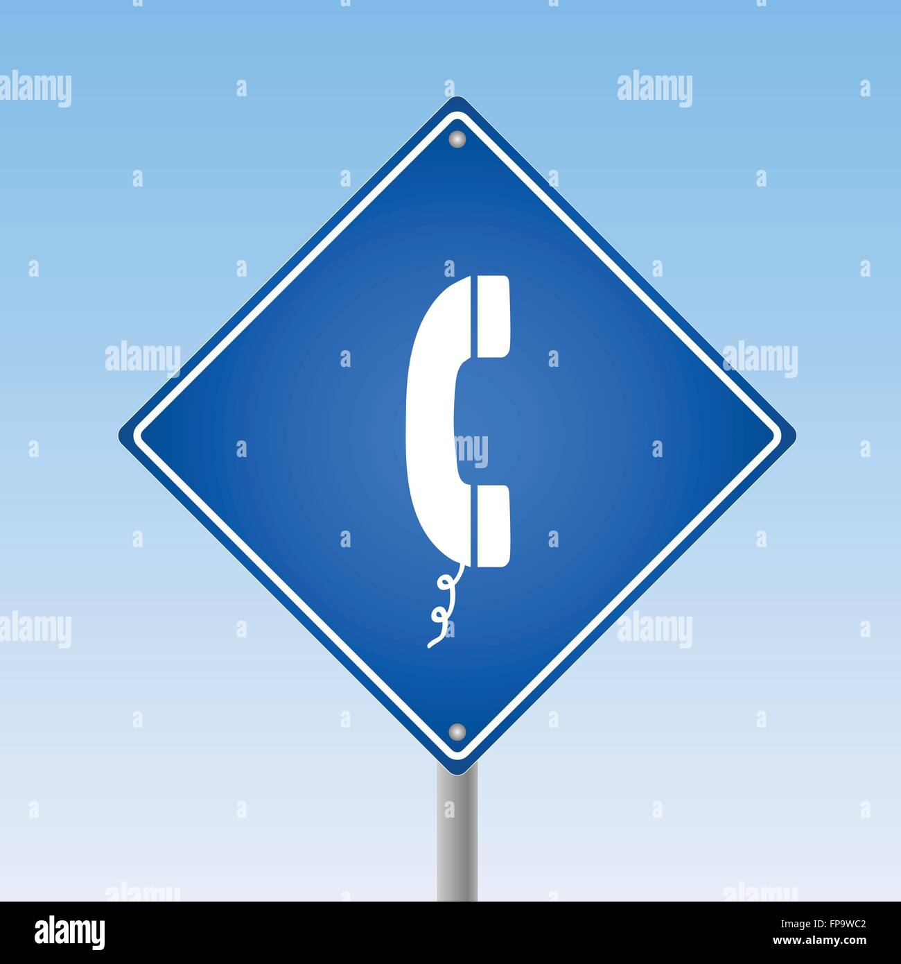 Image of a phone icon on a road sign with a blue sky background Stock ...