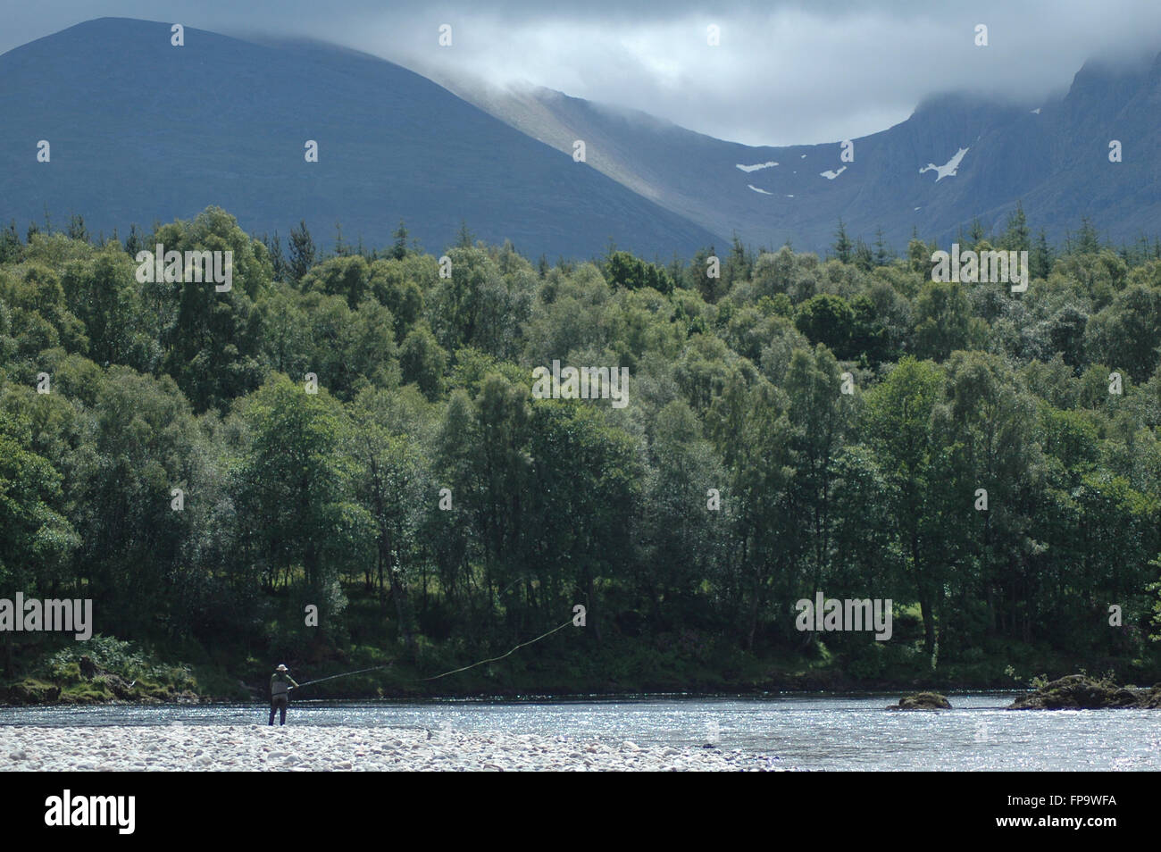 Fly fishing in the Scottish Highlands Stock Photo