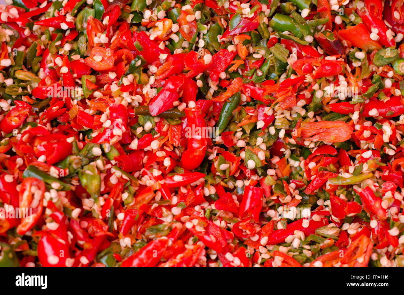 Crushed red chili background Stock Photo