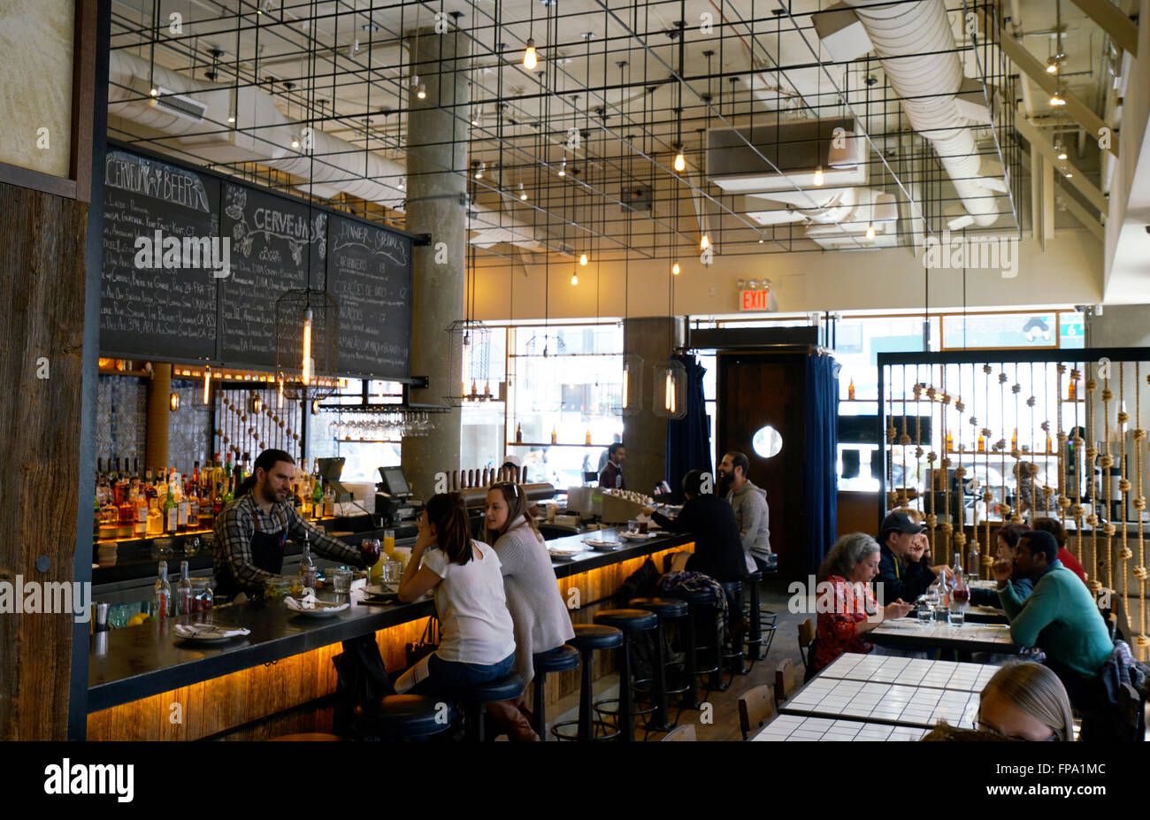 Interior view of Lupulo Portuguese restaurant in midtown Manhattan, New