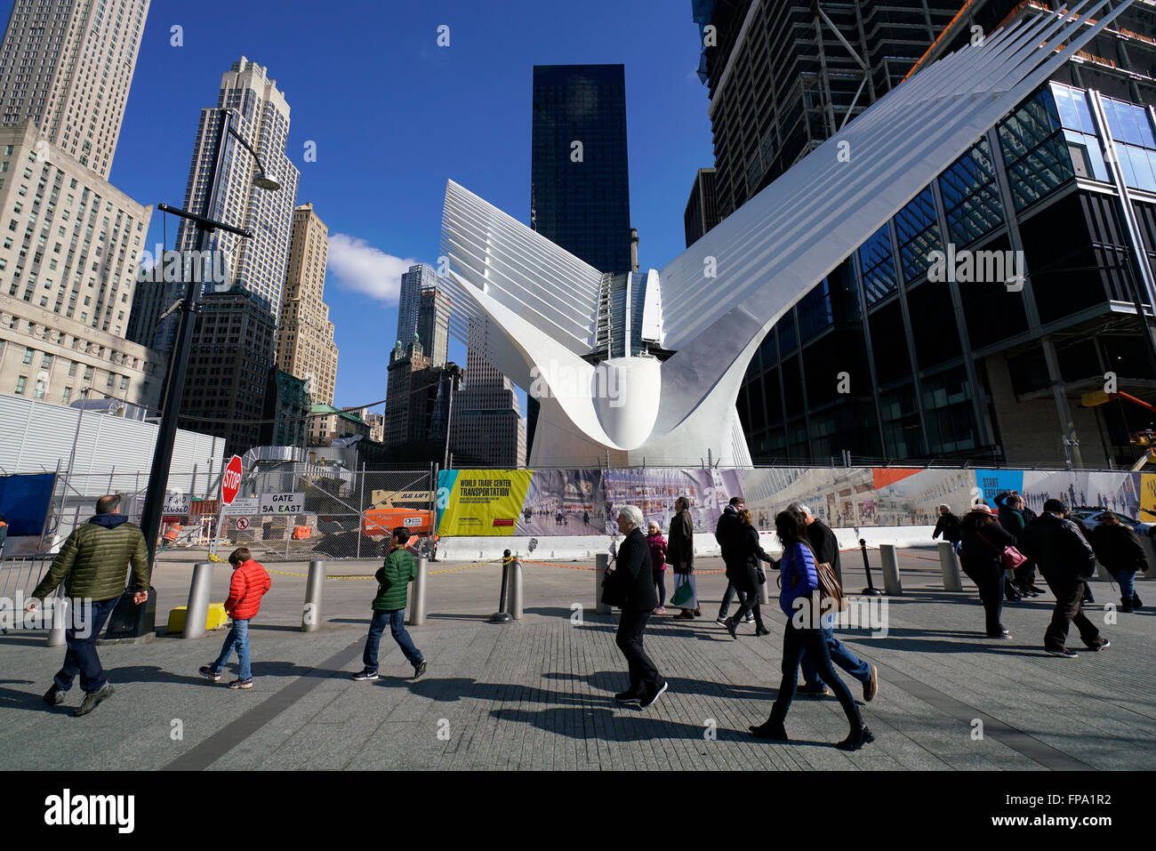 Exterior view of the Oculus the World Trade Center Transportation Hub PATH station in Lower Manhattan, New York City, USA Stock Photo