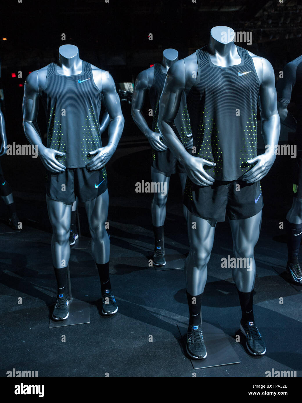 New York City, New York. 16 March 2016. Nike Inc. reveals a display of the new products at the Nike Innovation For Everybody Unveiling at Skylight at Moynihan Station on March 16, 2016 in New York City. © Lawrence Lucier/Alamy Live News Stock Photo