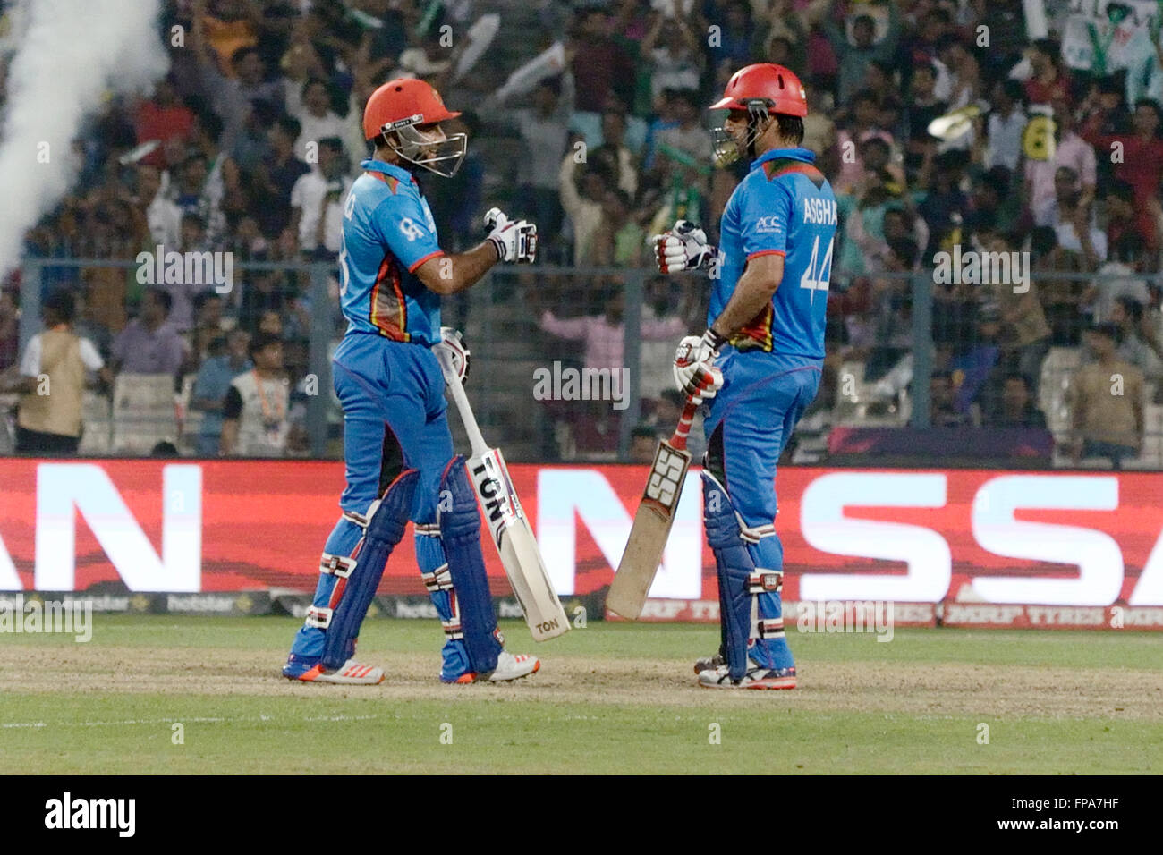 Kolkata, India. 17th Mar, 2016. Sri Lanka won ICC World Cup T20 Super 10 match by six wickets with seven balls to remains against Afghanistan at Eden Garden. Dilshan hit unbeaten 83 bring win for the Sri Lanka. Afghanistan batted first and ended up at 153 runs, Asghar Stanikzai score 62 for Afghanistan. © Saikat Paul/Pacific Press/Alamy Live News Stock Photo