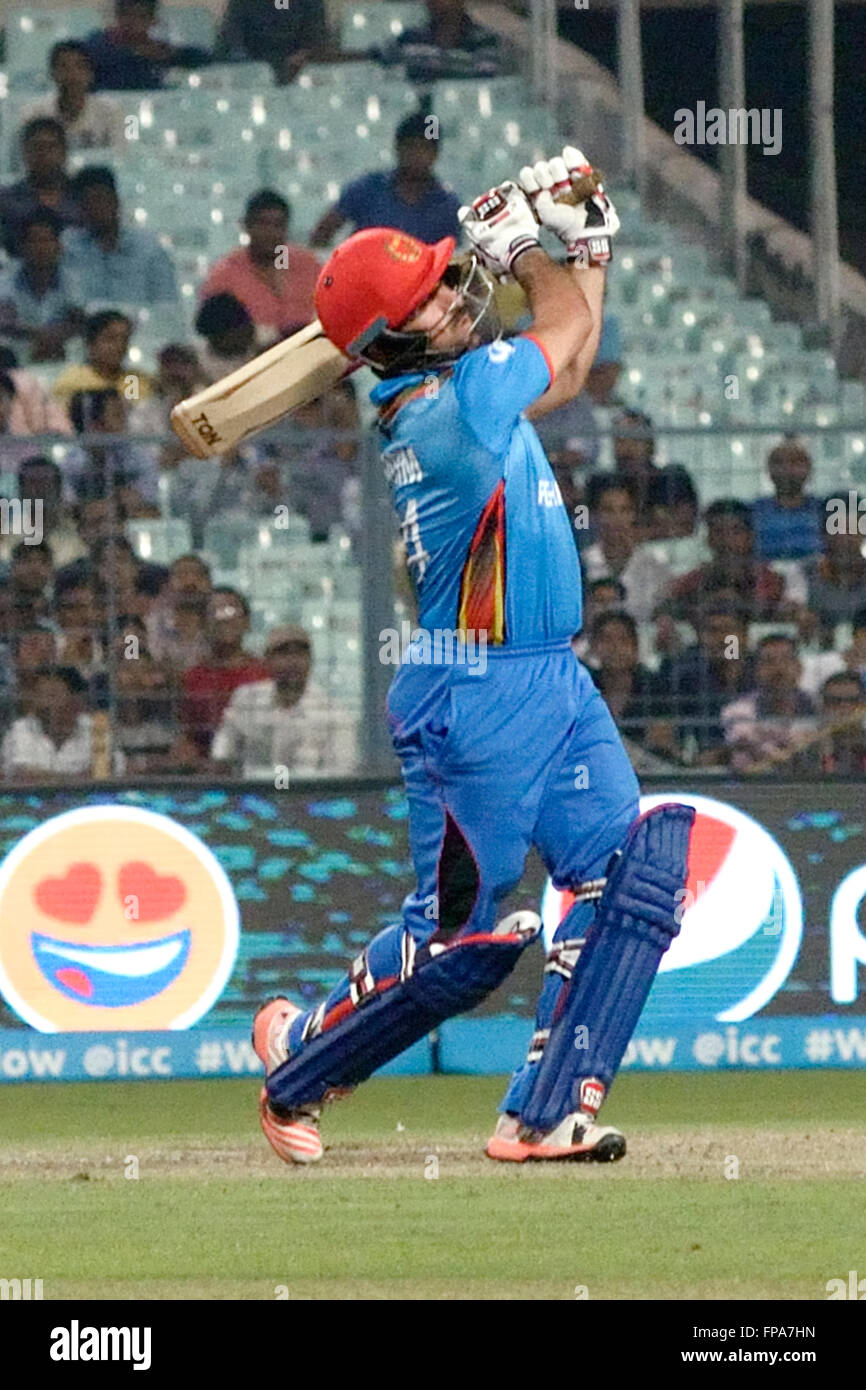 Kolkata, India. 17th Mar, 2016. Sri Lanka won ICC World Cup T20 Super 10 match by six wickets with seven balls to remains against Afghanistan at Eden Garden. Dilshan hit unbeaten 83 bring win for the Sri Lanka. Afghanistan batted first and ended up at 153 runs, Asghar Stanikzai score 62 for Afghanistan. © Saikat Paul/Pacific Press/Alamy Live News Stock Photo
