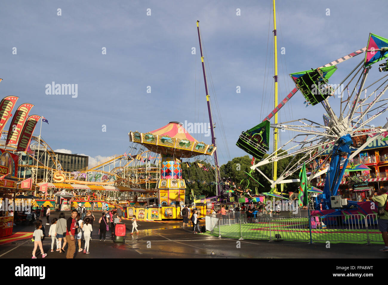 Sydney, Australia. 18 March 2016. Pictured: Carnival fairground rides ...