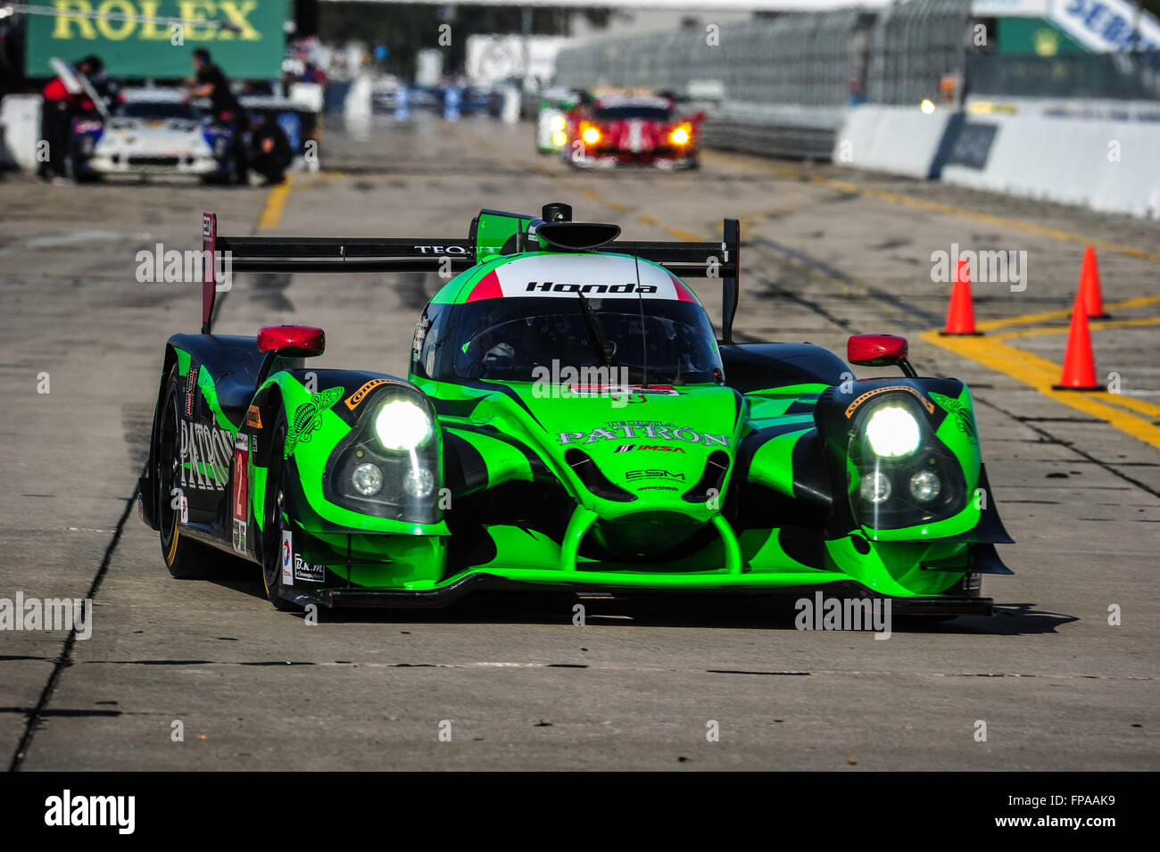 Sebring, Florida, USA. 17th Mar, 2016. Imsa WTSC 12 hours of Sebring endurance race. Thursday free practise day. #2 TEQUILA PATRON ESM (USA) LIGIER JS P2 LMP2 SCOTT SHARP (USA) ED BROWN (USA) JOHANNES VAN OVERBEEk (USA) LUIS FELIPE DERANI (BRA) ED BROWN (USA) Credit:  Action Plus Sports/Alamy Live News Stock Photo