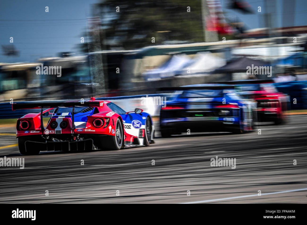 Sebring, Florida, USA. 17th Mar, 2016. Imsa WTSC 12 hours of Sebring endurance race. Thursday free practise day. #66 FORD CHIP GANASSI RACING (USA) FORD GT GTLM JOEY HAND (USA) SEBASTIEN BOURDAIS (FRA) DIRK MULER (DEU) Credit:  Action Plus Sports/Alamy Live News Stock Photo