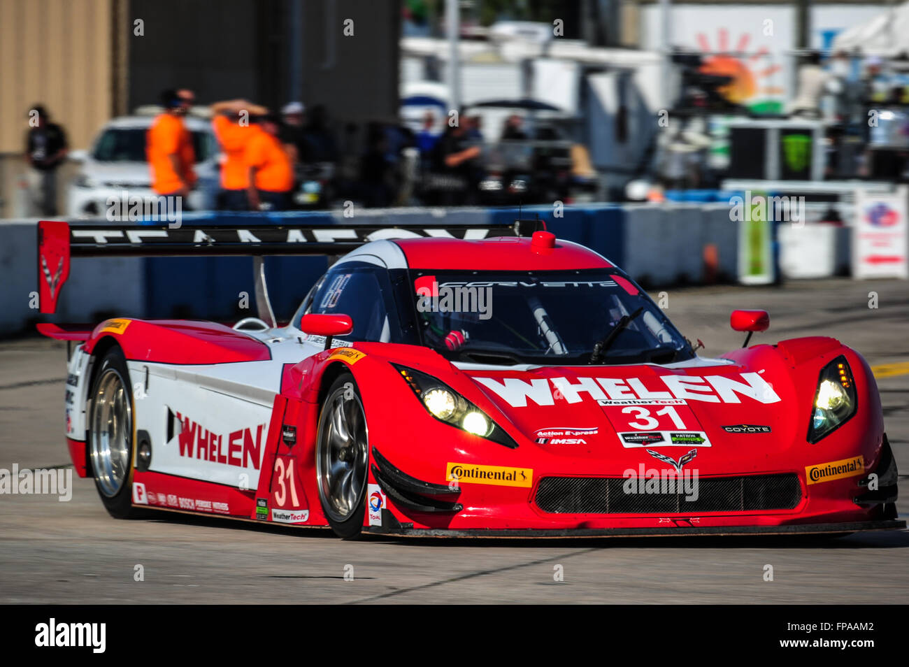 Sebring, Florida, USA. 17th Mar, 2016. Imsa WTSC 12 hours of Sebring endurance race. Thursday free practise day. #31 ACTION EXPRESS RACING (USA) CORVETTE DP DANE CAMERON (USA) ERIC CURRAN (USA) SCOTT PRUETT (USA) Credit:  Action Plus Sports/Alamy Live News Stock Photo