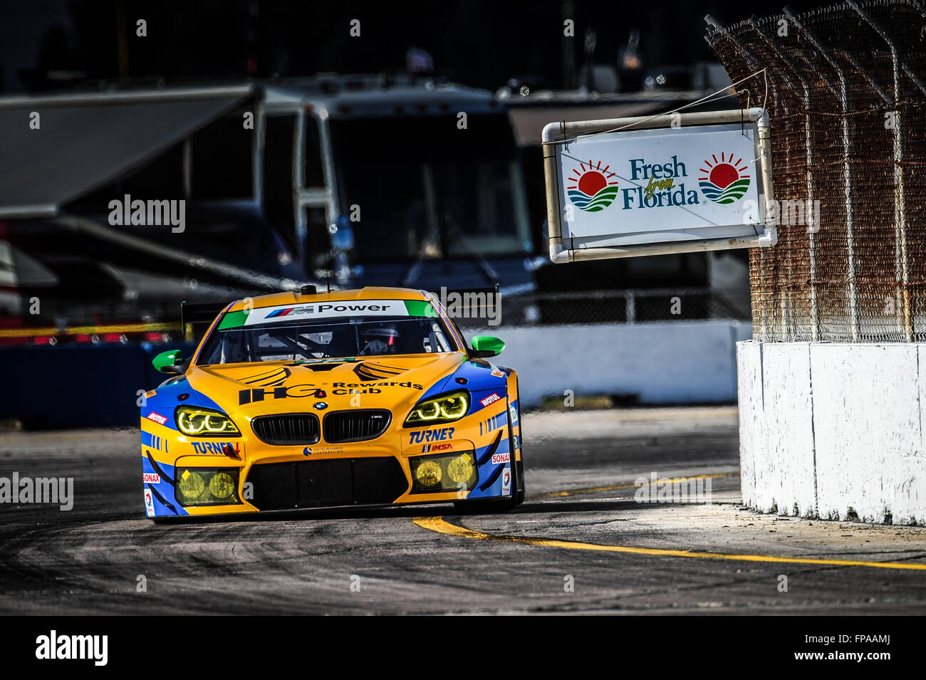 Sebring, Florida, USA. 17th Mar, 2016. Imsa WTSC 12 hours of Sebring endurance race. Thursday free practise day. #96 TURNER MOTORSPORT (USA) BMW M6 GT3 GTD BRET CURTIS (USA) JENS KLINGMANN (DEU) ASHLEY FREIBERG (USA) Credit:  Action Plus Sports/Alamy Live News Stock Photo