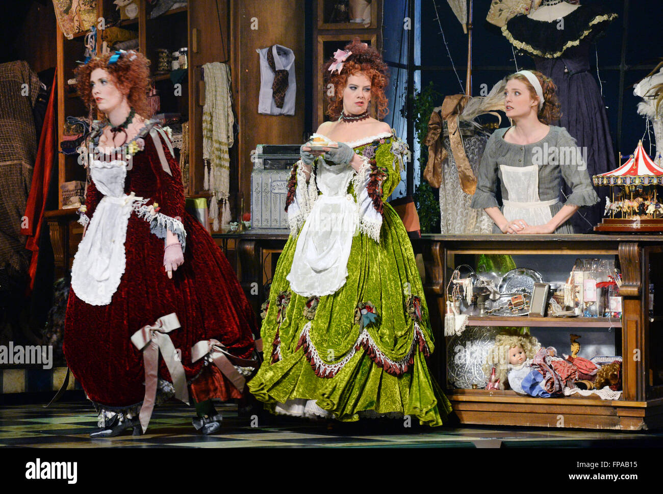 Rehearsal of the opera 'La Cenerentola' by Gioacchino Rossini at the opera in Leipzig, Germany, 17 March 2016. The production of Australian Lindy Hume is a co-production with the Opera Queensland and the New Zealand Opera and premieres on 19 March 2016. PHOTO: WALTRAUD GRUBITZSCH/dpa Stock Photo