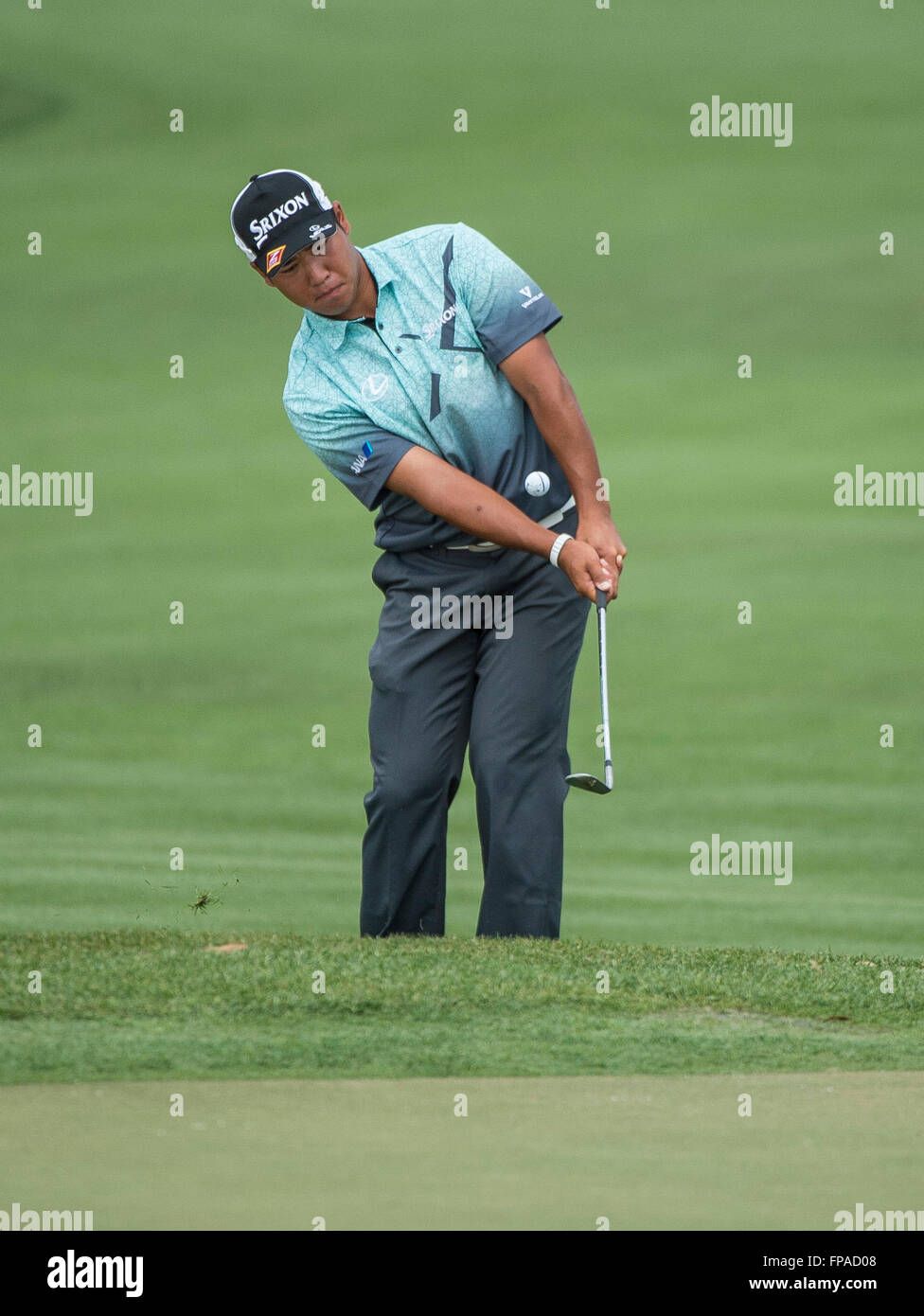 March 18, 2016 - Orlando, FL, U.S: Hideki Matsuyama of Japan chips up to the 6th green during second round golf action of the Arnold Palmer Invitational presented by MasterCard held at Arnold Palmer's Bay Hill Club & Lodge in Orlando, Fl. Romeo T Guzman/CSM. Stock Photo