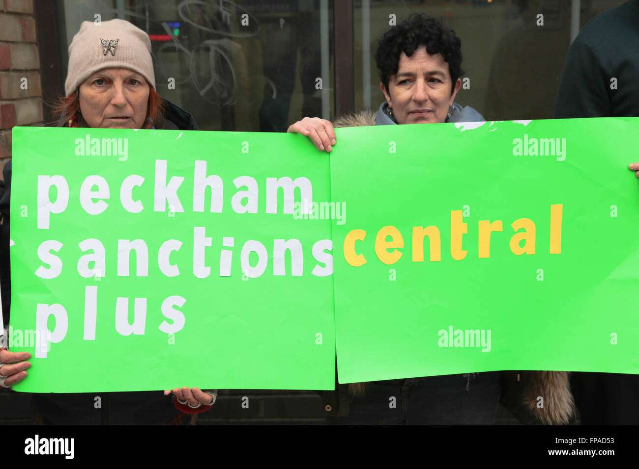 London, UK. 18 Mar; 2016.Protesters demonstrate out side Peckham Job
