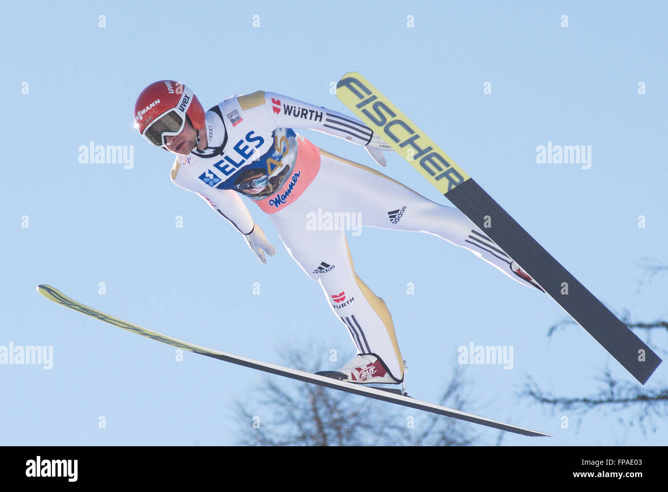 Planica, Slovenia. 18th Mar, 2016. Markus Eisenbichler of Germany competes during Planica FIS Ski Jumping World Cup finals on the March 18, 2016 in Planica, Slovenia. © Rok Rakun/Pacific Press/Alamy Live News Stock Photo