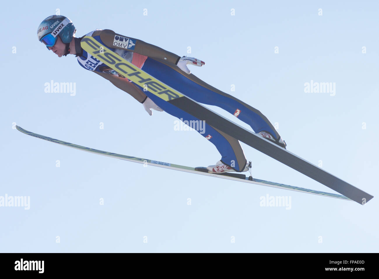 Planica, Slovenia. 18th Mar, 2016. Michael Hayboeck of Austria competes during Planica FIS Ski Jumping World Cup final on the March 18, 2016 in Planica, Slovenia. © Rok Rakun/Pacific Press/Alamy Live News Stock Photo