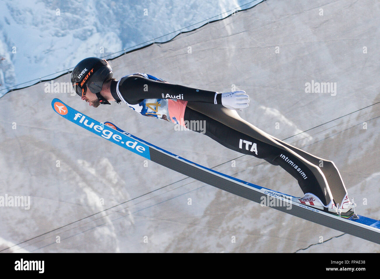 Planica, Slovenia. 18th Mar, 2016. Andrea Morassi of Italy competes during Planica FIS Ski Jumping World Cup finals on the March 18, 2016 in Planica, Slovenia. © Rok Rakun/Pacific Press/Alamy Live News Stock Photo