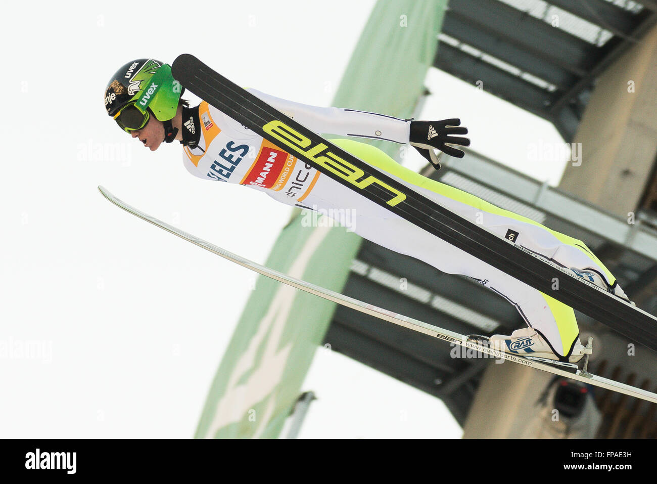 Planica, Slovenia. 18th Mar, 2016. Peter Prevc of Slovenia competes during Planica FIS Ski Jumping World Cup finals on the March 18, 2016 in Planica, Slovenia. © Rok Rakun/Pacific Press/Alamy Live News Stock Photo