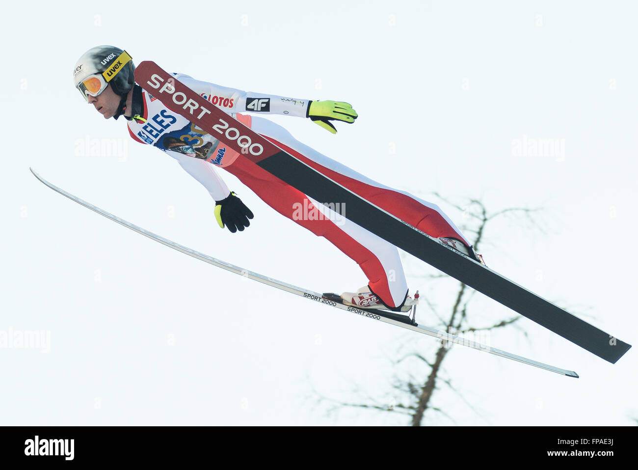 Planica, Slovenia. 18th Mar, 2016. Stefan Hula of Poland competes during Planica FIS Ski Jumping World Cup finals on the March 18, 2016 in Planica, Slovenia. © Rok Rakun/Pacific Press/Alamy Live News Stock Photo