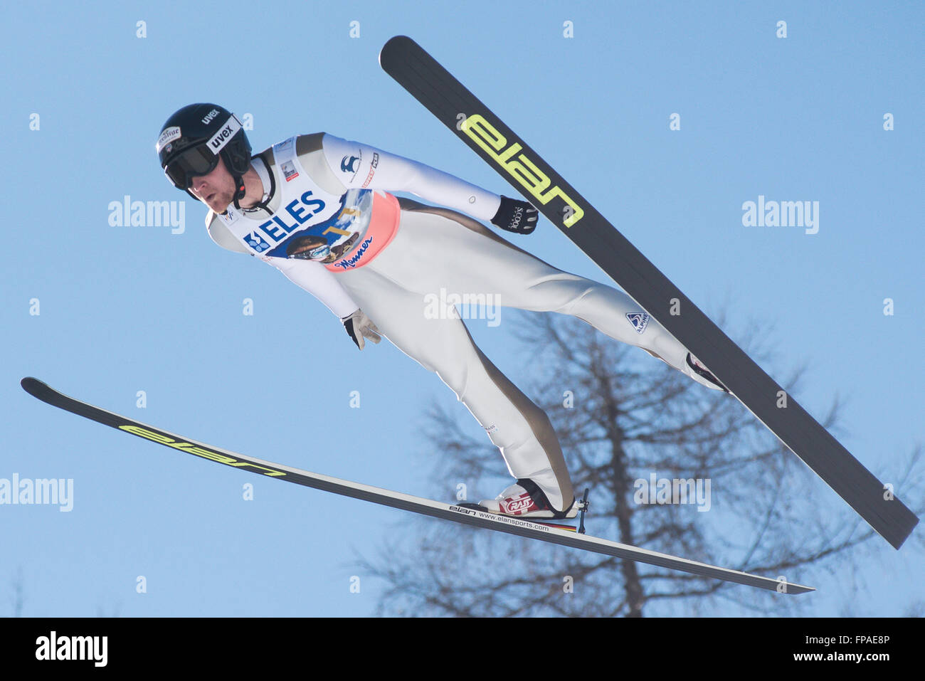 Planica, Slovenia. 18th Mar, 2016. Michael Glasder of United States of America competes during Planica FIS Ski Jumping World Cup finals on the March 18, 2016 in Planica, Slovenia. © Rok Rakun/Pacific Press/Alamy Live News Stock Photo