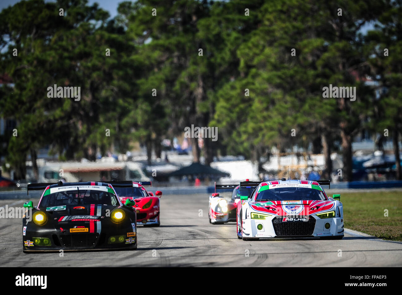 Sebring, Florida, USA. 18th Mar, 2016. Imsa WTSC 12 hours of Sebring endurance race. Friday practise and qualification day. #6 STEVENSON MOTORSPORTS (USA) AUDI R8 LMS GT3 GTD ROBIN LIDDELL (GBR) ANDREW DAVIS (USA) CONNOR DE PHILLIPPI (USA) Credit:  Action Plus Sports/Alamy Live News Stock Photo