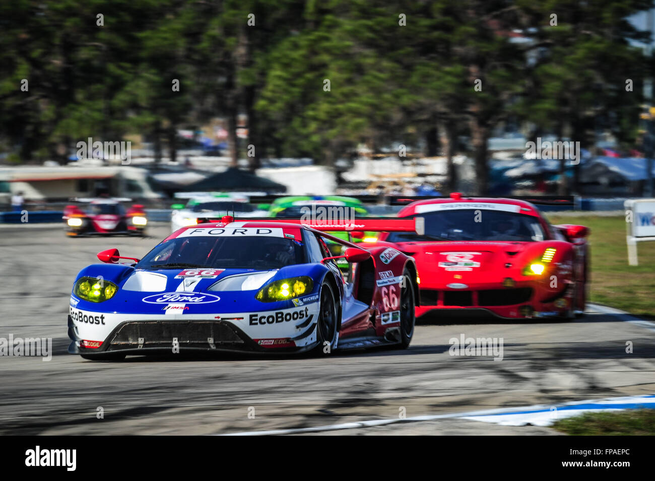 Sebring, Florida, USA. 18th Mar, 2016. Imsa WTSC 12 hours of Sebring endurance race. Friday practise and qualification day. #66 FORD CHIP GANASSI RACING (USA) FORD GT GTLM JOEY HAND (USA) SEBASTIEN BOURDAIS (FRA) DIRK MULER (DEU) Credit:  Action Plus Sports/Alamy Live News Stock Photo