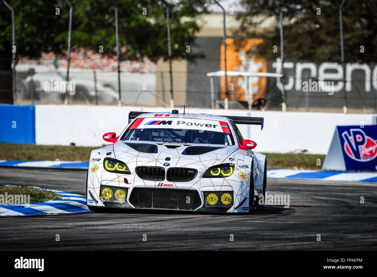 Sebring, Florida, USA. 18th Mar, 2016. Imsa WTSC 12 hours of Sebring endurance race. Friday practise and qualification day. #100 BMW TEAM RLL (USA) BMW M6 GTLM LUCAS LUHR (DEU) KUNO WITTMER (CAN) JOHN EDWARDS (USA) Credit:  Action Plus Sports/Alamy Live News Stock Photo