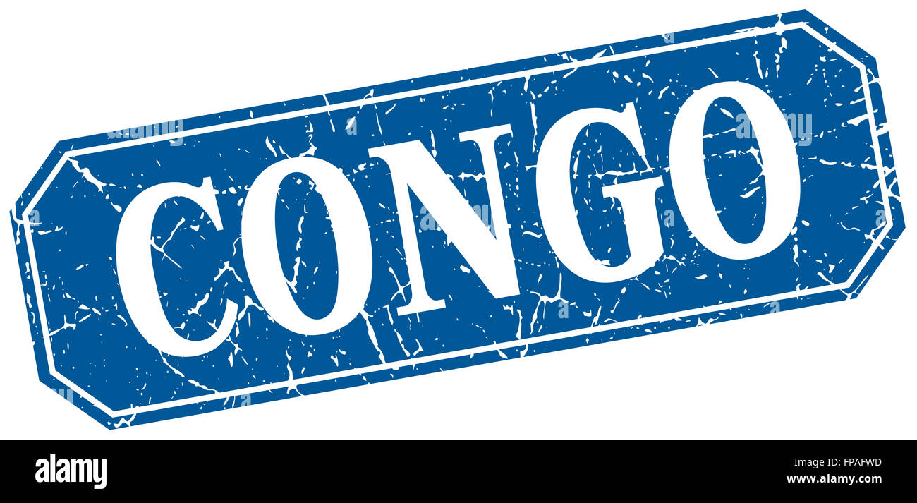 Congo blue square grunge retro style sign Stock Photo - Alamy