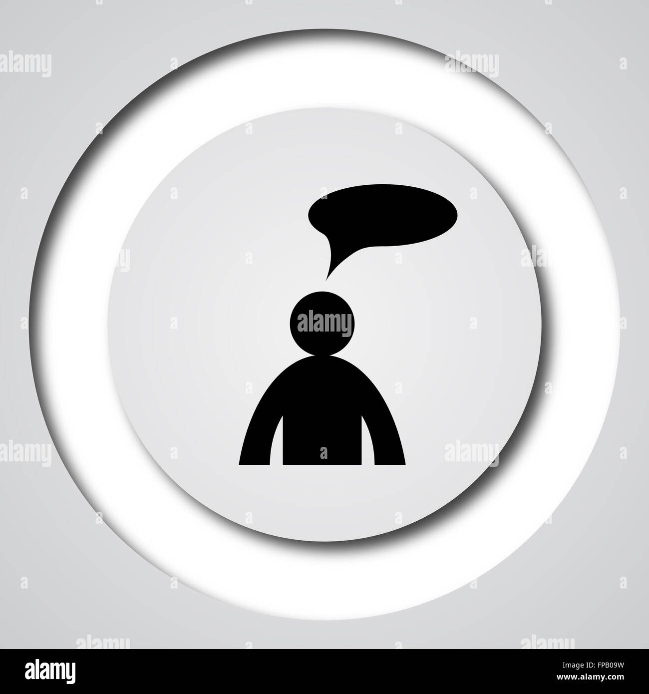 Comments icon. Internet button on white background. - man with bubble ...