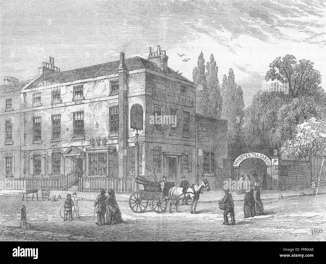 LONDON: Pimlico: Monster Tea Gdns, 1820, antique print 1880 Stock Photo