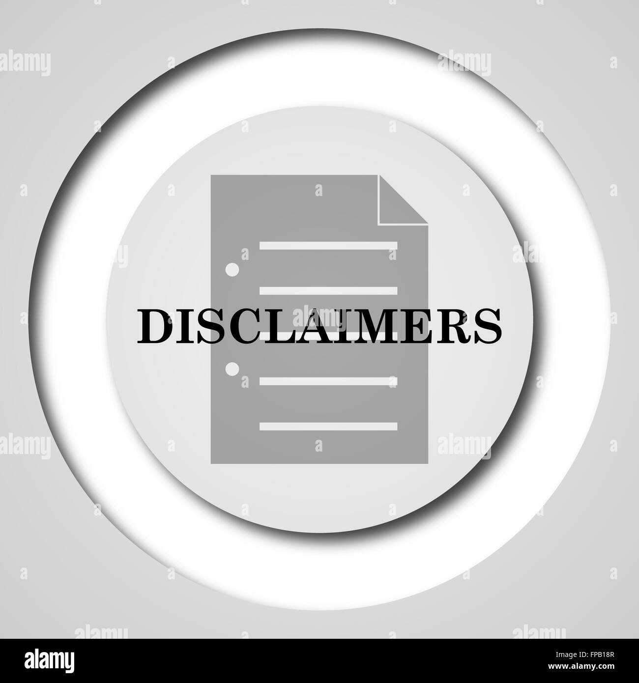Disclaimers icon. Internet button on white background Stock Photo - Alamy
