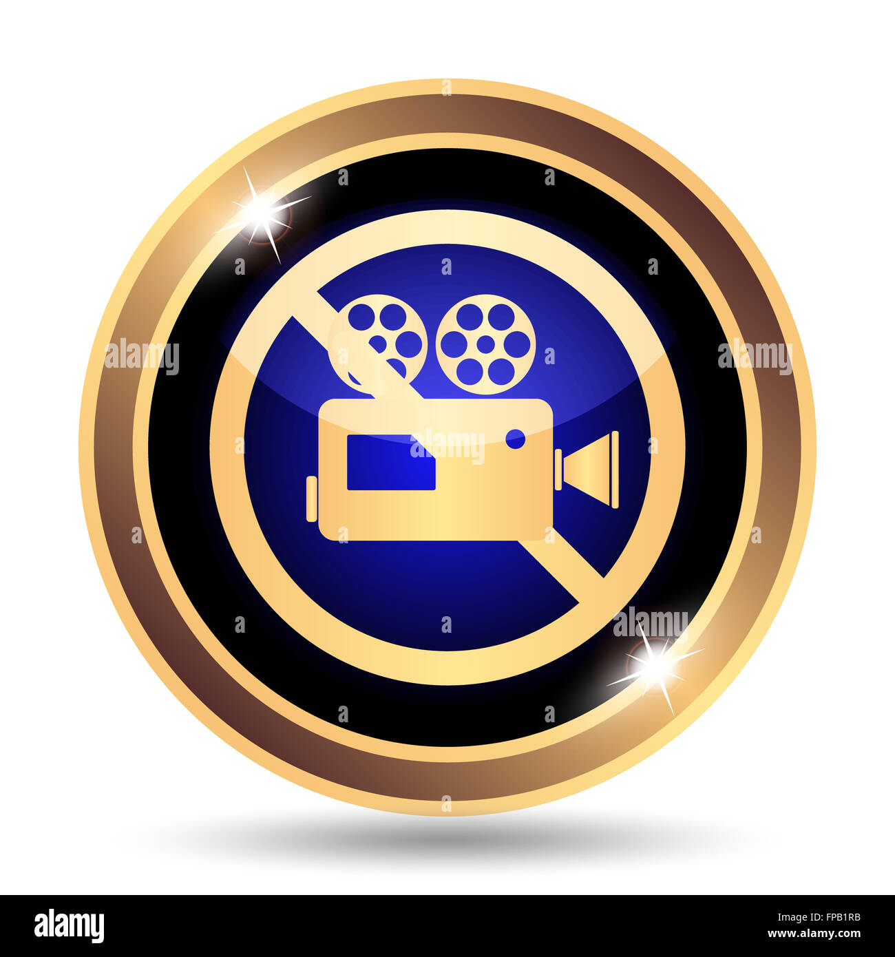Forbidden video camera icon. Internet button on white background Stock ...