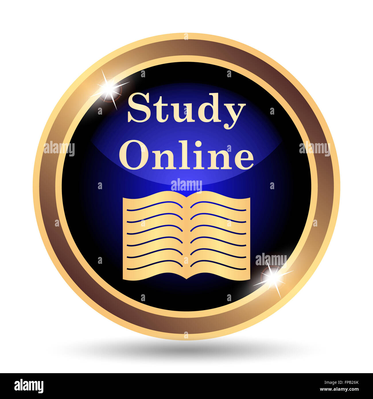 Study online icon. Internet button on white background Stock Photo - Alamy