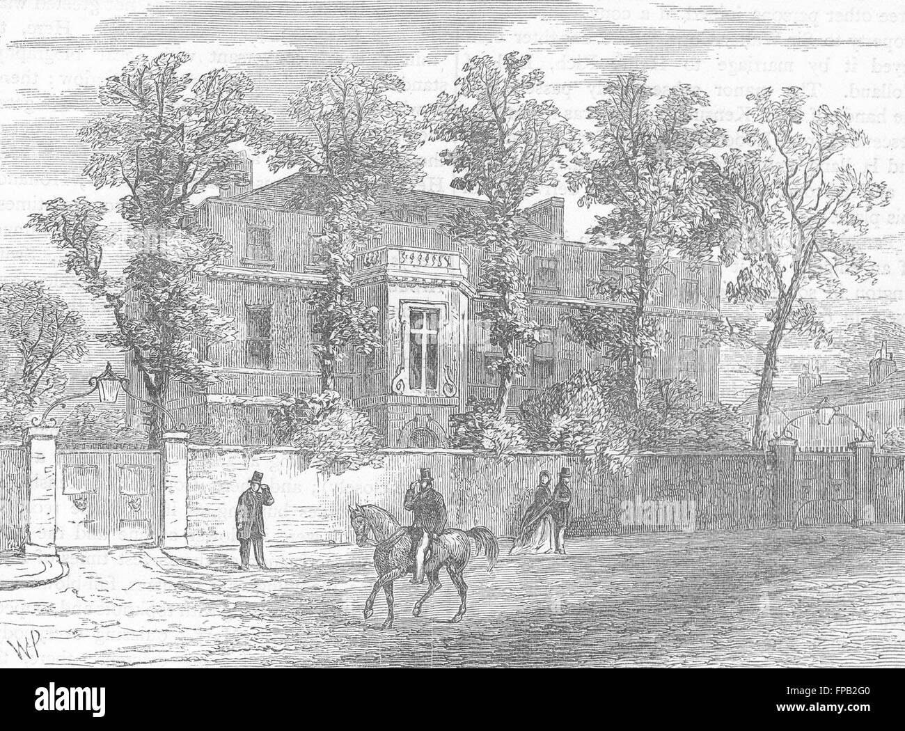 LONDON: South Kensington: Gore House in 1830, antique print 1880 Stock Photo