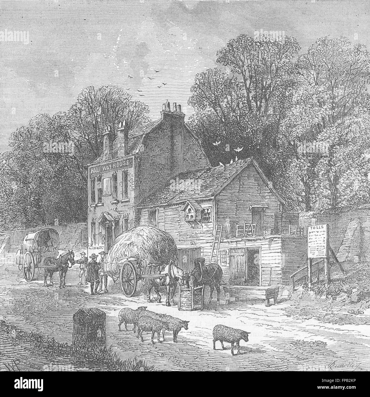 LONDON Kensington Halfway House pub, 1850, antique print 1880 Stock Photo Alamy