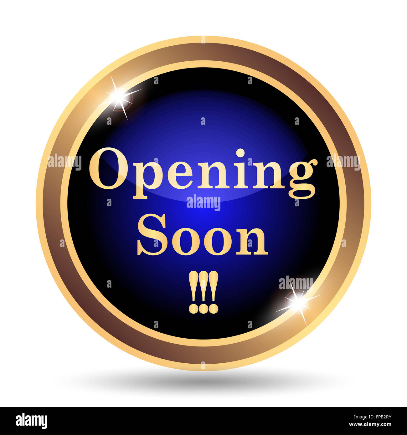 Opening soon icon. Internet button on white background Stock Photo - Alamy
