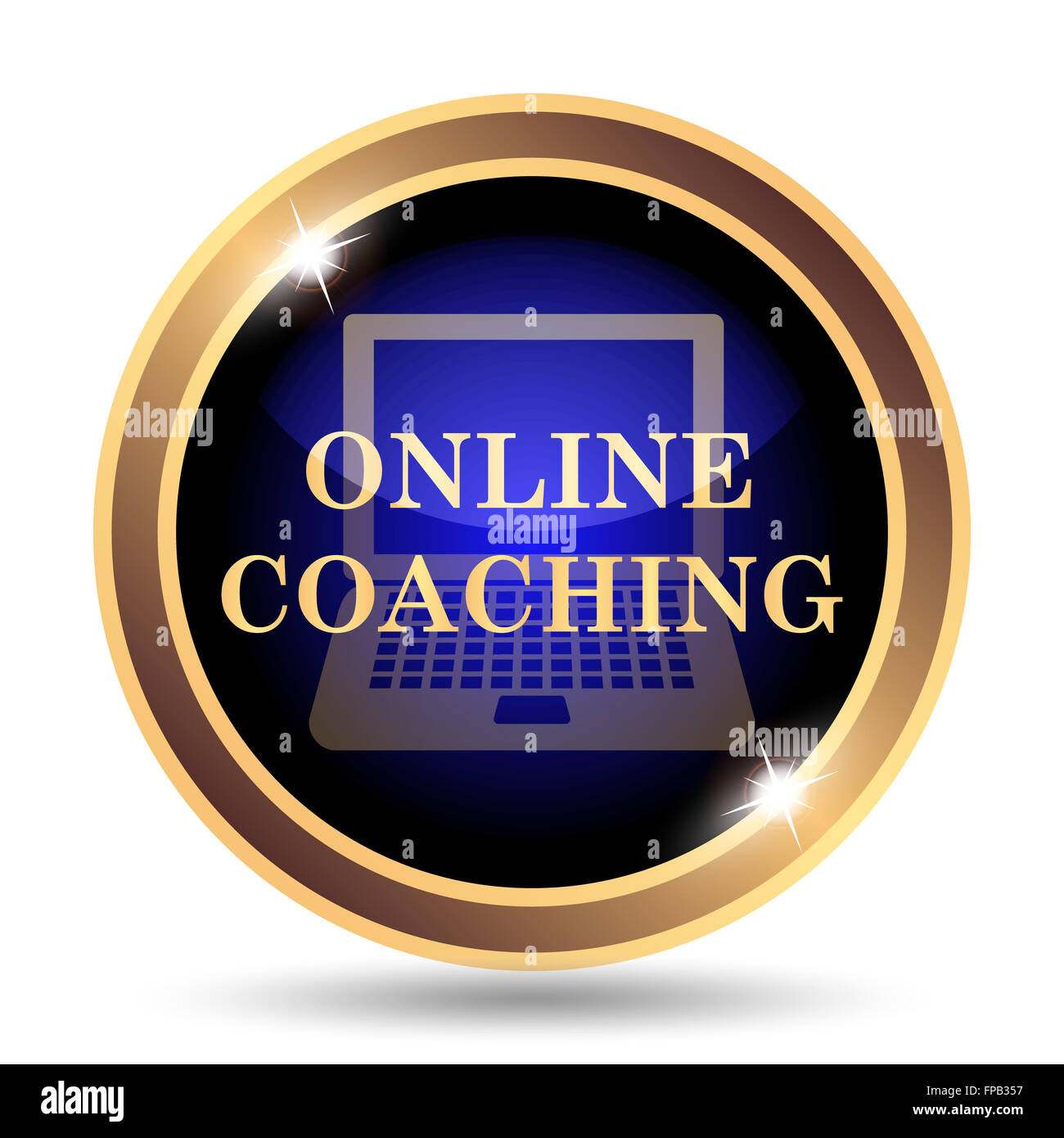 Online coaching icon. Internet button on white background Stock Photo ...