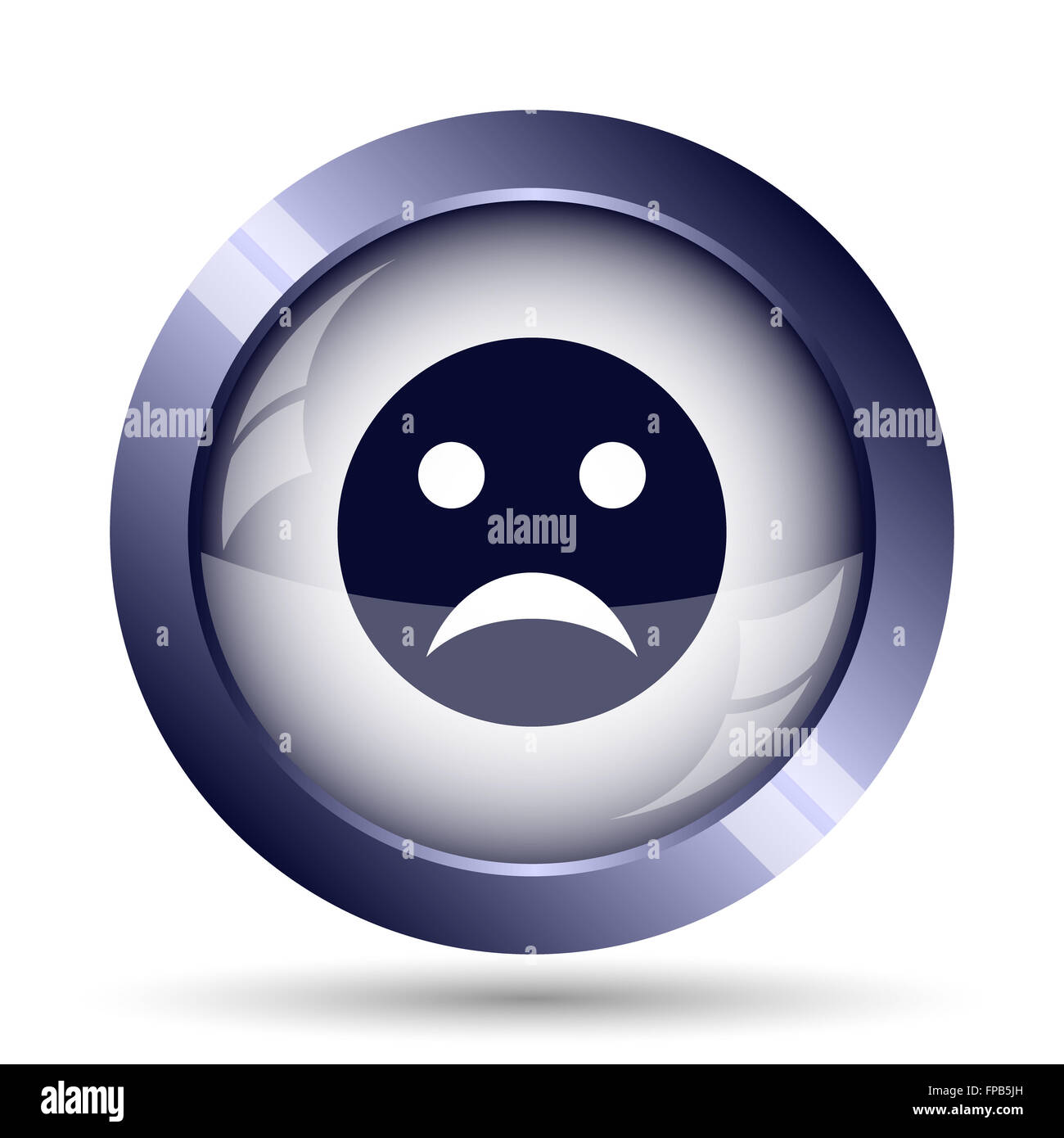 Sad smiley icon. Internet button on white background Stock Photo - Alamy