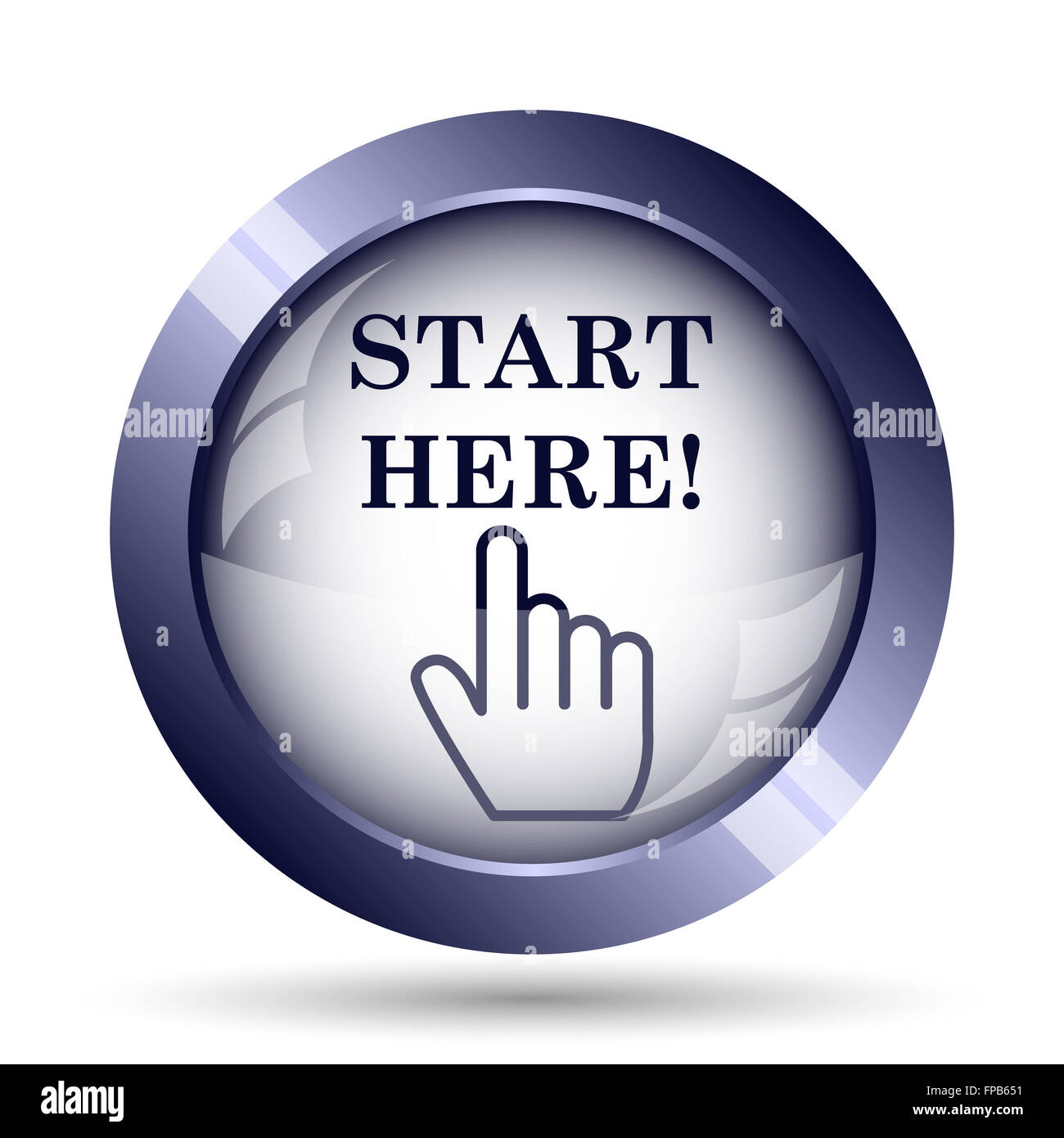 Start here icon. Internet button on white background Stock Photo - Alamy