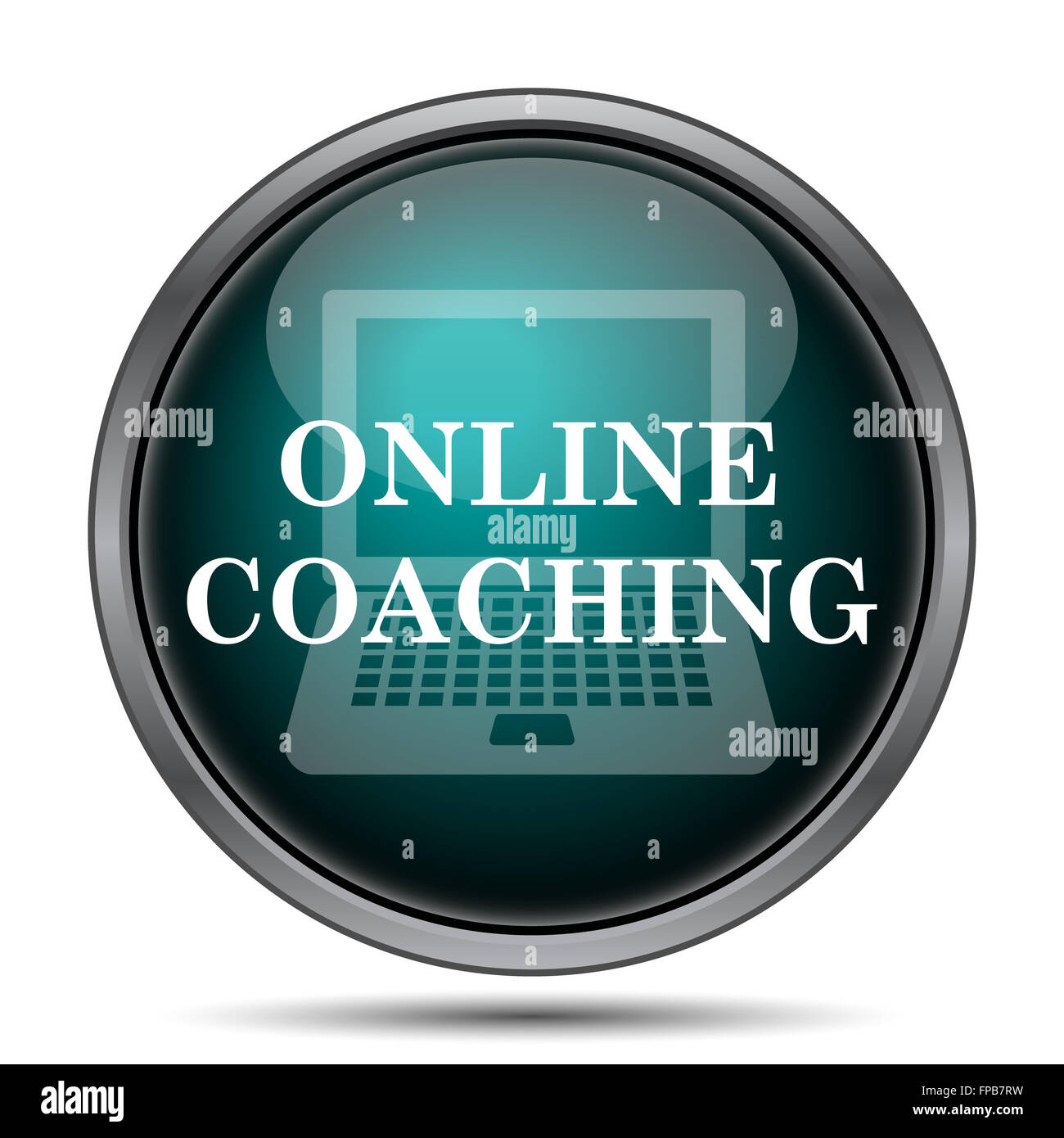 Online coaching icon. Internet button on white background Stock Photo ...