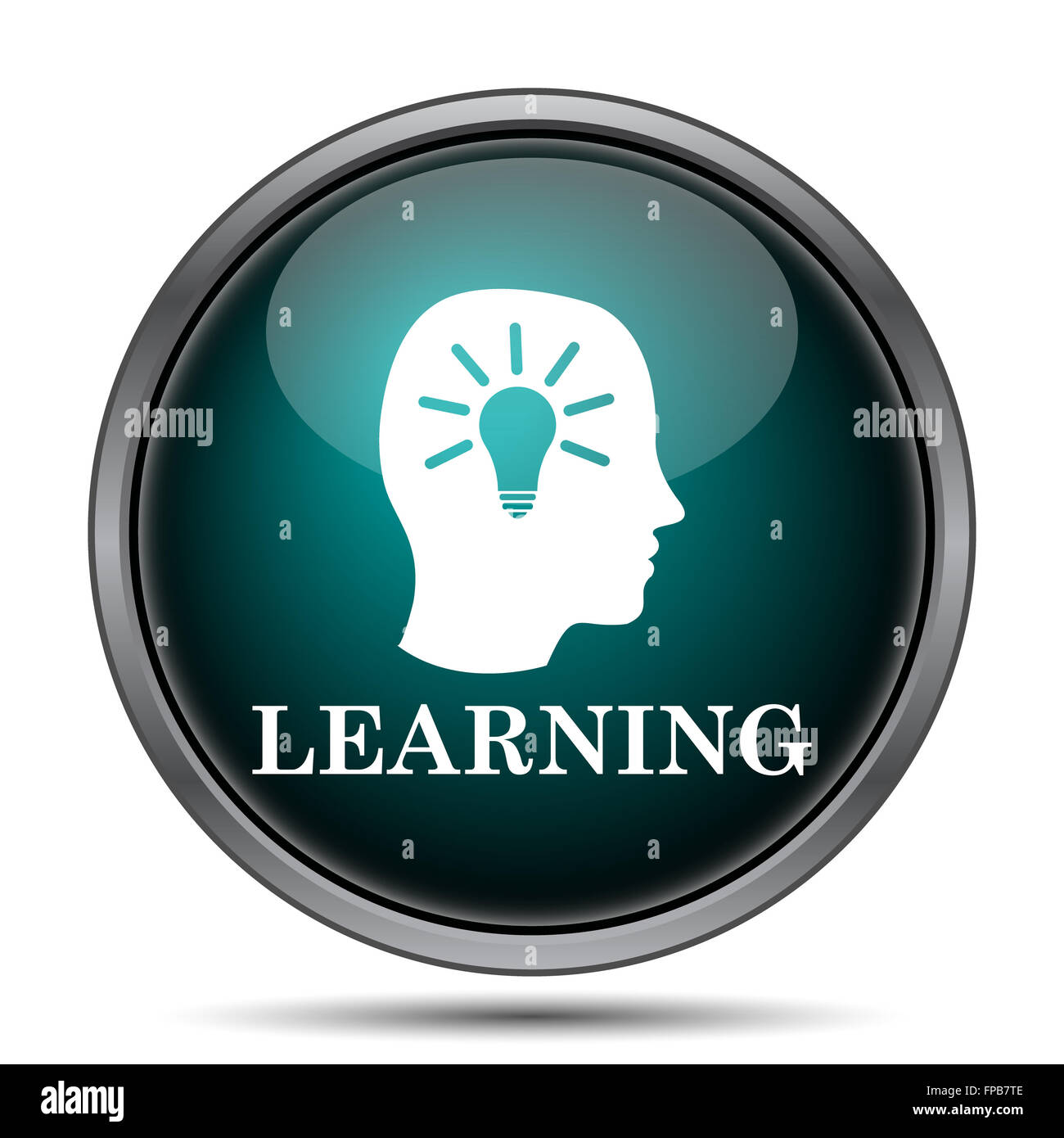 Learning icon. Internet button on white background Stock Photo - Alamy