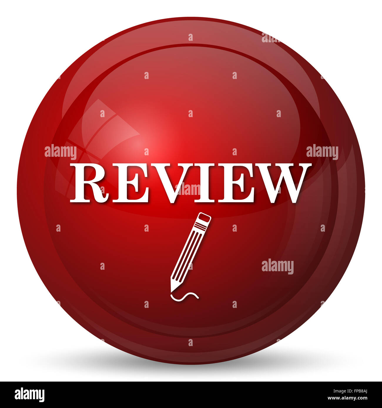 Review icon. Internet button on white background Stock Photo - Alamy