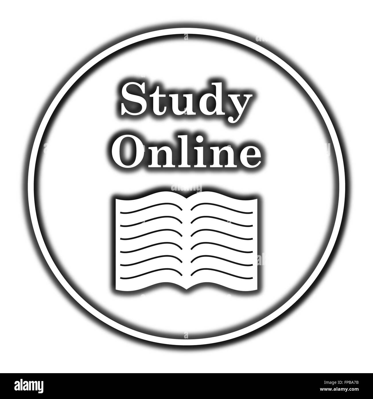 Study online icon. Internet button on white background Stock Photo - Alamy