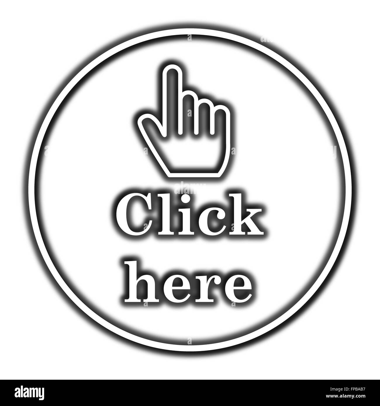 Click here icon. Internet button on white background Stock Photo - Alamy