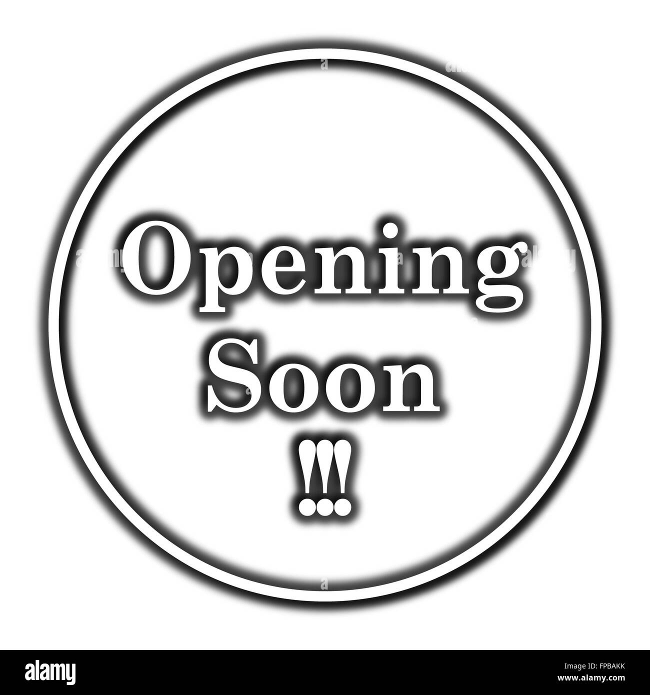 Opening soon icon. Internet button on white background Stock Photo - Alamy